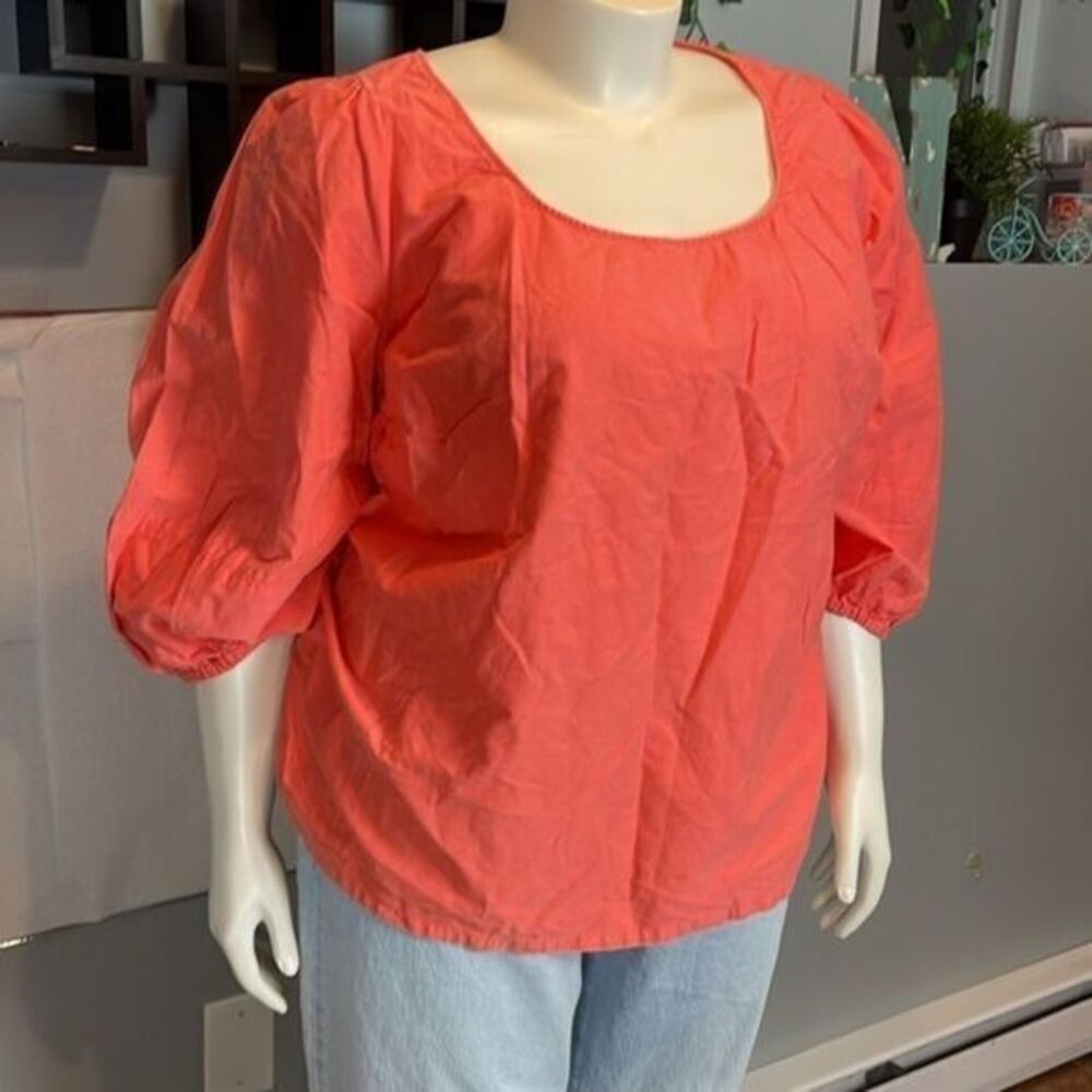 Ava & Viv Women's Plus Size Balloon 3/4 Sleeve Blouse Size 2X Coral